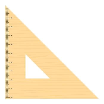 Triangular ruler icon, flat style. vector