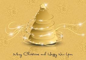 Luxury Christmas abstract background, golden sparkle line, and Christmas tree. vector illustration.