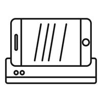 icono de soporte de cargador de teléfono inteligente, estilo de contorno vector