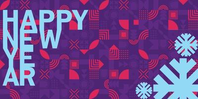 Merry Christmas and Happy New Year horizontal banner. bright modern Xmas design with snowflake. Simple poster, greeting card, sale banner for website vector