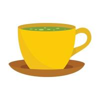 icono de té caliente matcha, estilo plano vector