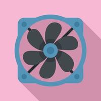 icono de ventilador de computadora, estilo plano vector