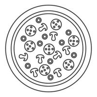 Pizza pepperoni icon, outline style vector