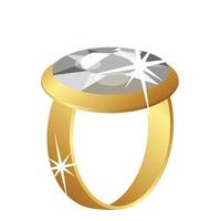 Big diamond ring icon, cartoon style vector