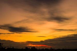 landscape view of orange sunset and twilight sky. photo