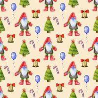 Festive Christmas pattern with gnomes. photo