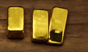 Gold ingots. Stack of gold bars, Financial concepts. photo