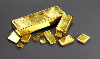 Gold ingots. Stack of gold bars, Financial concepts.