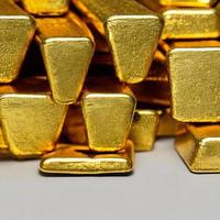 Gold ingots. Stack of gold bars, Financial concepts. photo