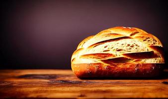 Oven - traditional fresh hot cooked bread. Bread close shooting. photo