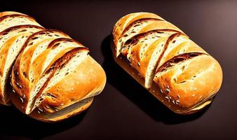 Oven - traditional fresh hot cooked bread. Bread close shooting. photo