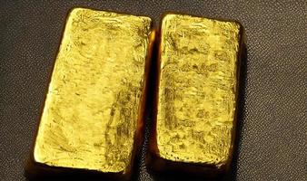 Gold ingots. Stack of gold bars, Financial concepts. photo