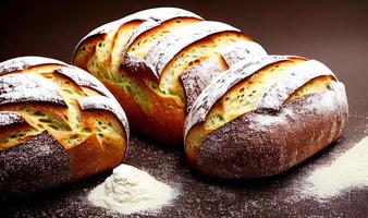 Oven - traditional fresh hot cooked bread. Bread close shooting. photo