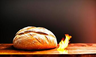 Oven - traditional fresh hot cooked bread. Bread close shooting. photo