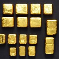 Gold ingots. Stack of gold bars, Financial concepts. photo