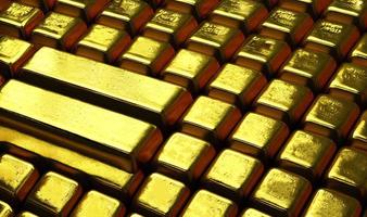 Gold ingots. Stack of gold bars, Financial concepts. photo