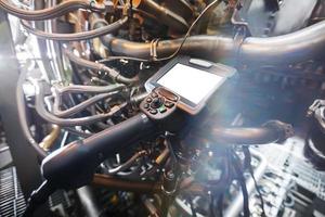 Inspection of a gas turbine engine using a Video Endoscope. Search for defects inside the turbine and shooting on video, photos using a measuring instrument.