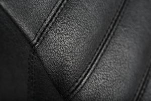 The texture of the black leather chairs. The seams close up. photo