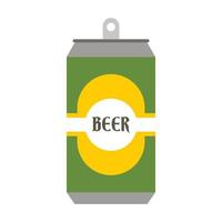 Beer can with beer label icon, flat style vector