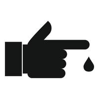 Blood finger hand icon, simple style vector