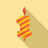 First year birthday candle icon, flat style vector