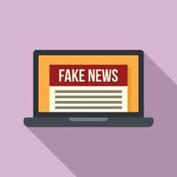 Laptop fake news icon, flat style vector