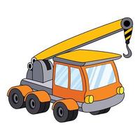 Machine with lifting crane icon, cartoon style vector