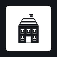 Two storey house with chimney icon, simple style vector