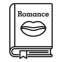 icono de libro de romance literario, estilo de esquema vector