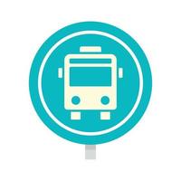 Circle bus stop sign icon, flat style vector