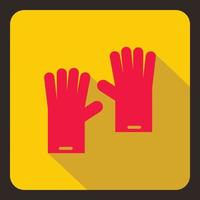 icono de guantes de goma roja, estilo plano vector