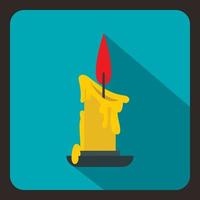 Burning candle icon, flat style vector