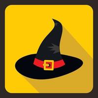 Black witch icon, flat style vector