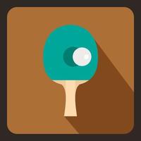 Table tennis racket with ball icon, flat style vector