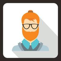 Hipster man icon, flat style vector