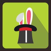 Rabbit appearing from a top magic hat icon vector