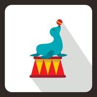 Circus seal with a bal icon, flat style vector