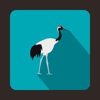 Japanese crane icon, flat style vector