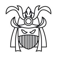 Japanese samurai mask icon, outline style vector