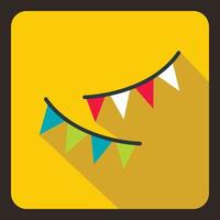 Colorful party flags icon, flat style vector