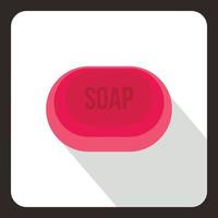 Pink soap icon, flat style vector