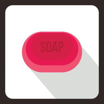 Pink soap icon, flat style
