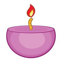 Pink urning candle ico, cartoon style vector