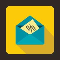 Card with percent sign in the envelope icon vector
