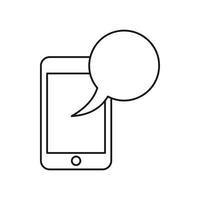 Smartphone with speech bubble icon, outline style vector