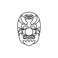 Hannya mask icon, outline style vector