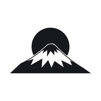 Sun and mountain icon, simple style vector