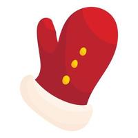 Santa mitten icon, cartoon style vector