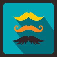 icono de bigote hipster, estilo plano vector