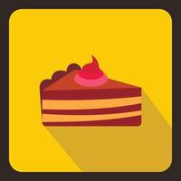 Piece of cake with cream icon, flat style vector